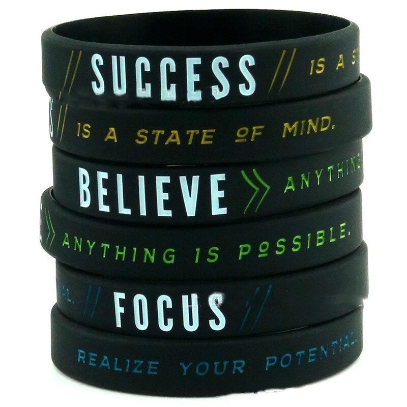 Succes Focus & Geloof Motivatie Silicone Sport Armbanden & Bangles Fluorescerende Rubber Fitness Polsband Armband