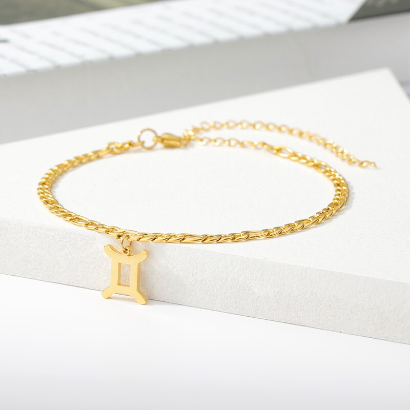 Bracelets de cheville zodiaque pour femme Constellation bijoux verseau poissons bélier Taurus lettre bracelets de cheville meilleur ami noel
