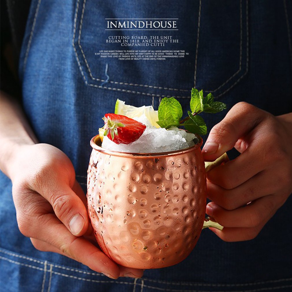 Moskva mulmugg 304 rostfritt livsmedelssäkert cocktailkopp handgjord hamrad kopparpläterad kopp 550ml drickmugg
