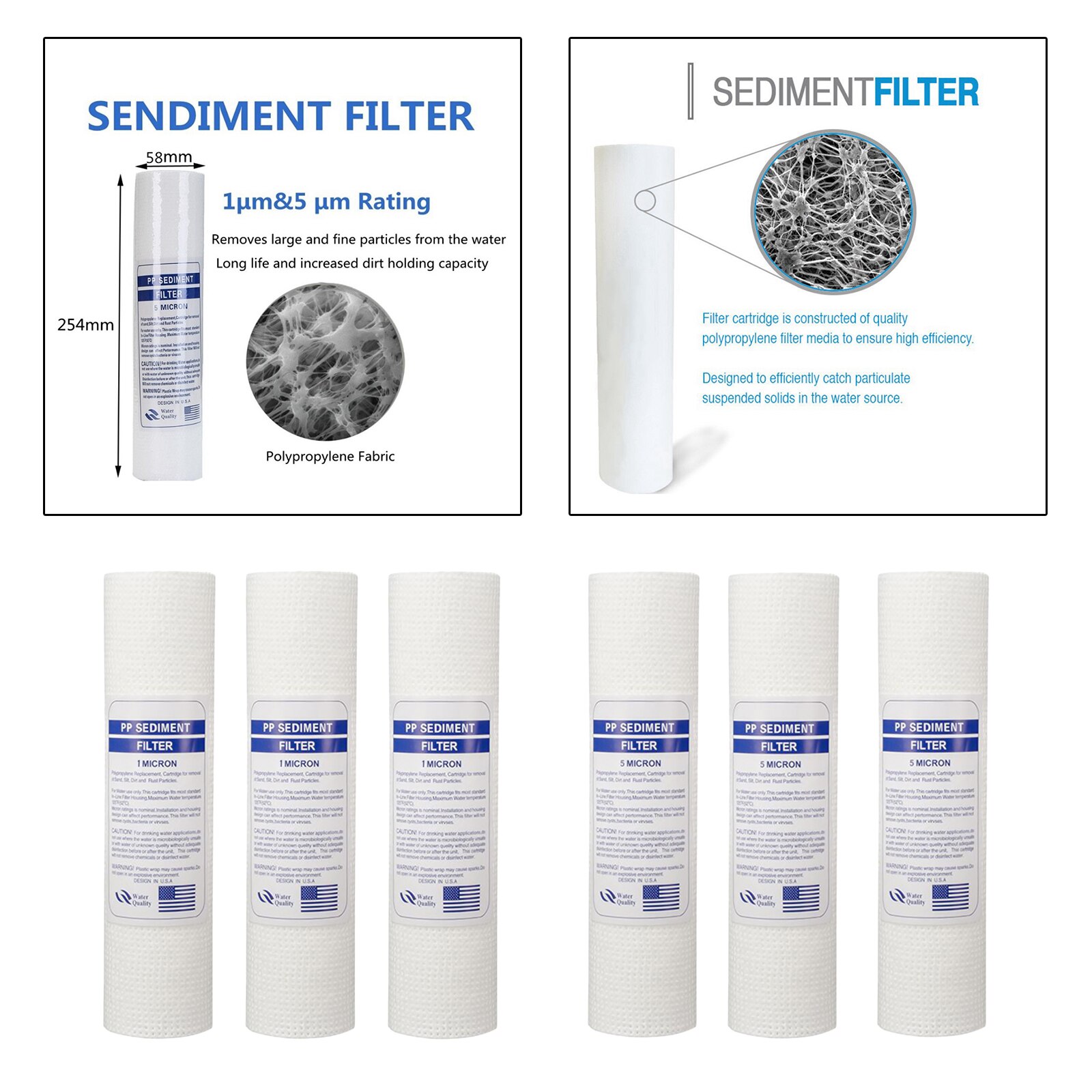 Filtro de agua de sedimento PP de 10 pulgadas, 120g, Cartucho de repuesto Universal, ósmosis inversa para agua de pozo, paquete de 3