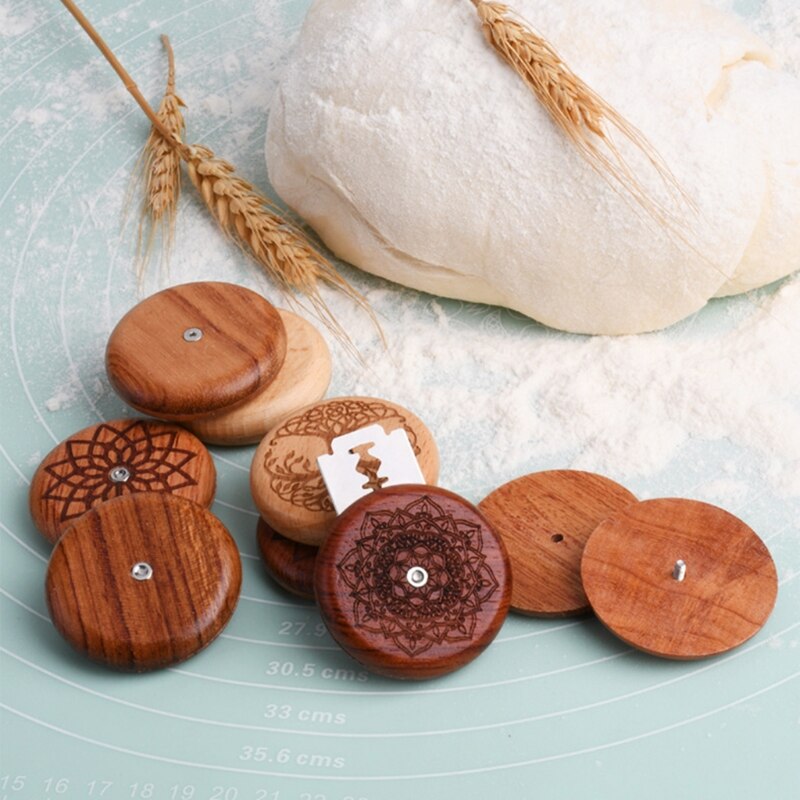 Wooden Bread Knife Razor Cutter with Storage Bag Round Bread Lame Dough Scoring Slashing Tool for DIY Sourdough Bread