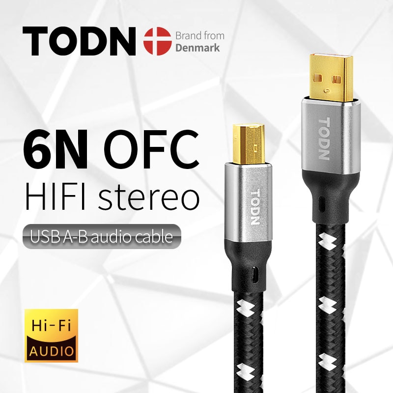 Todn hifi usb-kabel 6n ofc sølv type a til type b hifi data lyd digitalt kabel til dac