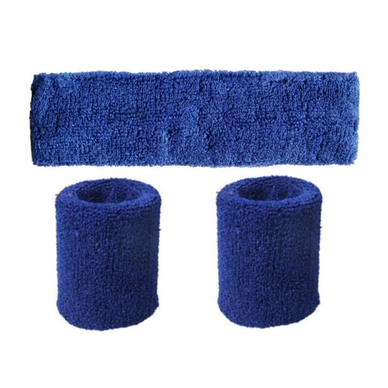 3 pz/set Bande di Sport Cinturino Da Polso Fascia Braccialetti Testa da polso di Sicurezza Supporto Sweatbands per Basket Pallavolo Corsa e Jogging PALESTRA: Blu profondo