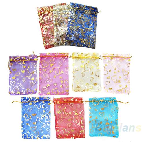 25pcs/set Organza Jewelry Wedding Pouch Bags 7x9cm 3X4 Inch Mix Color for Party Year Use 0JDP