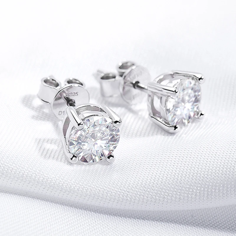 Smyoue 2ct 8Mm Test Geslaagd Moissanite Studs Oorbellen Voor Mannen Vrouwen S925 Zilver Geplatineerd Bruid Bruiloft Diamanten Studs