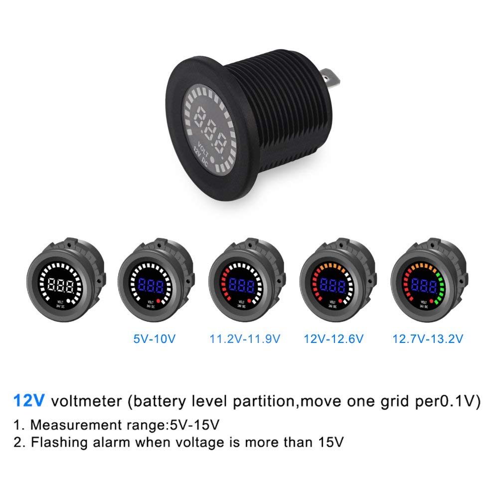 Wasserdicht 12V DC Voltmeter Farbe LED Digital Anzeige Spannung Meter Batterie Tester für Marine Auto Motorrad Lkw Stiefel RV