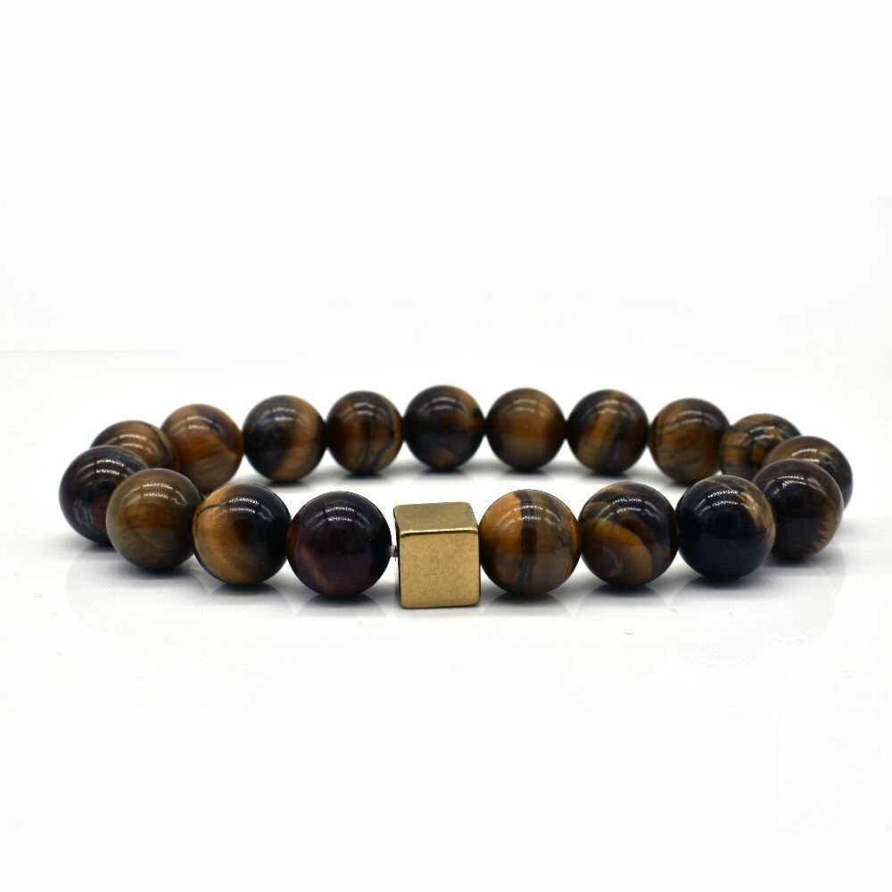 NAIQUBE Men Bracelet 10mm beads Bracelet FashionClassic Stone Beaded Charm Bracelets & Bangles For Men Jewelry