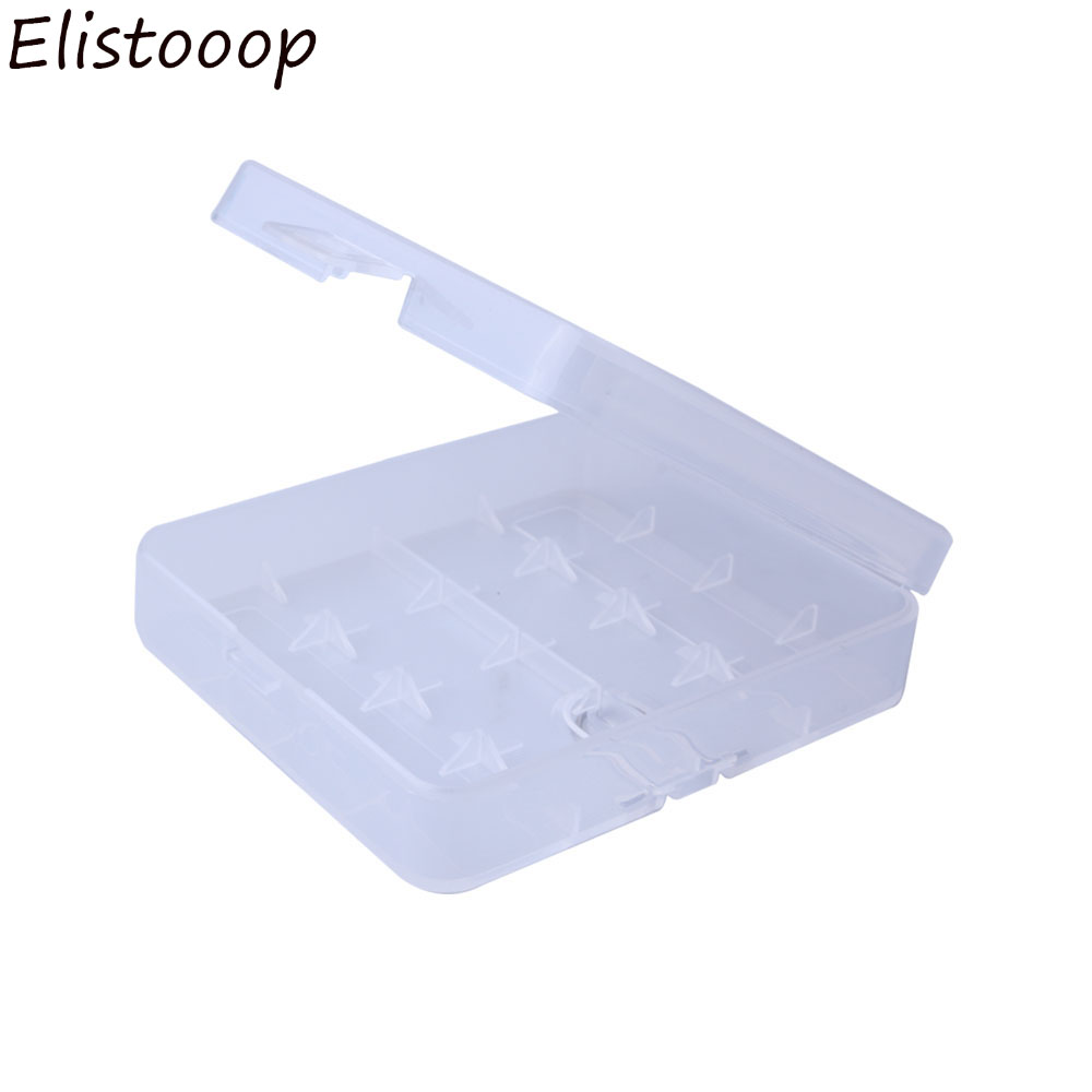 Battery Storage Box Case for 4 x 18650 Batteries Store Boxes Holder Transparent Container: WHITE