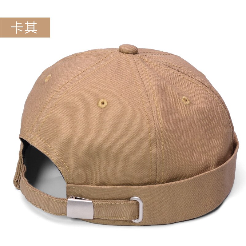 Canvas Men Docker Cap Skullcap Sailor Cap Beanie Hats Men Women Cap Brimless Hat Skullcap Bonnet Plus Size Beret Caps: Canvas Khaki / 60-65cm