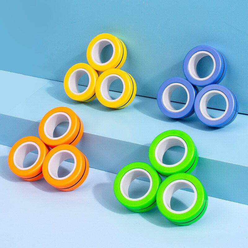 Finger Magnetic Rings Anti-stress Fin Gears Magnetic Rings for Autism ADHD Anxiety Relief Focus Kids Decompression Fidget Toys