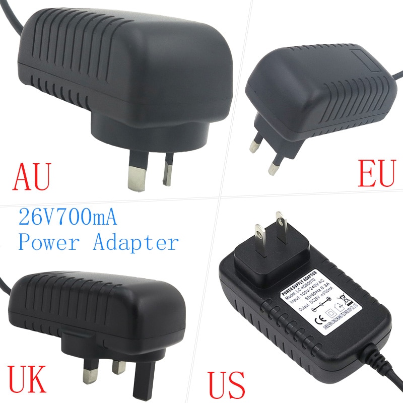 Vord 26V 700mA 18.2W Ac/Dc Adapter Us/Eu/Uk/Au Plug Charger enkele Output Led Voeding Met 1.5 M Kabel Dc 5.5*2.1 Mm