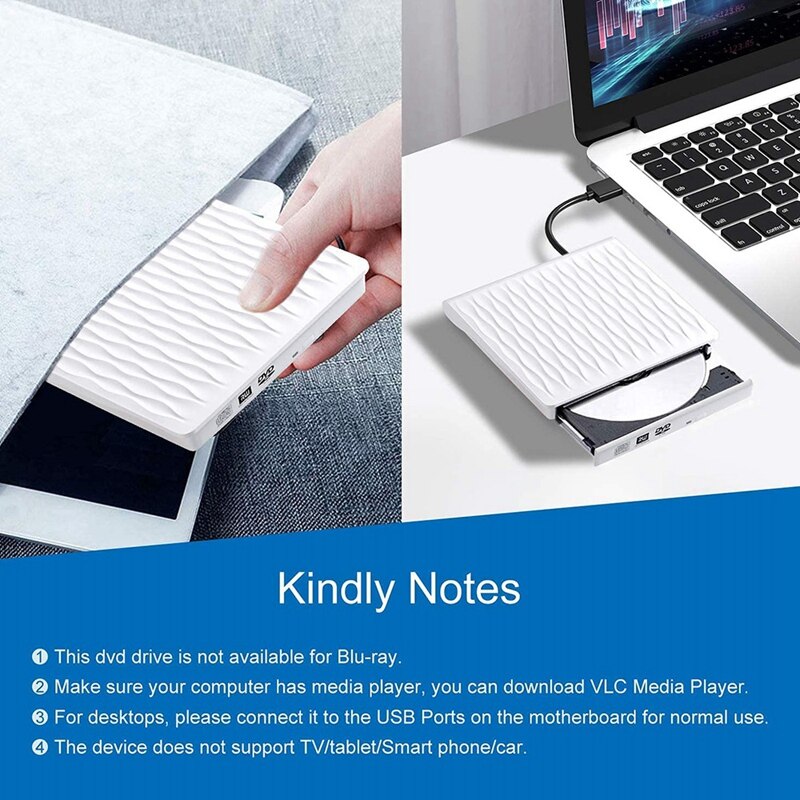 Unità DVD esterna per il computer portatile, USB 3.0/tipo C DVD-RW portatile/lettore di CD-RW, masterizzatore del CD dell&#39;unità ottica dello scrittore del lettore
