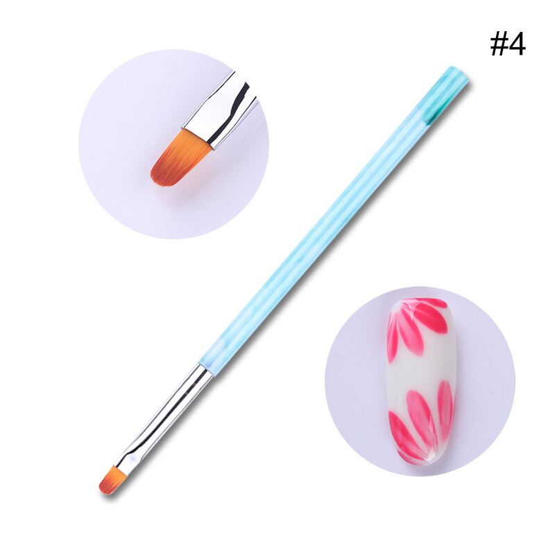 Marmorhandtag nagelkonst akrylborste uv gel liner ritpenna blomma carving måla penslar nail liner diy nail art verktyg