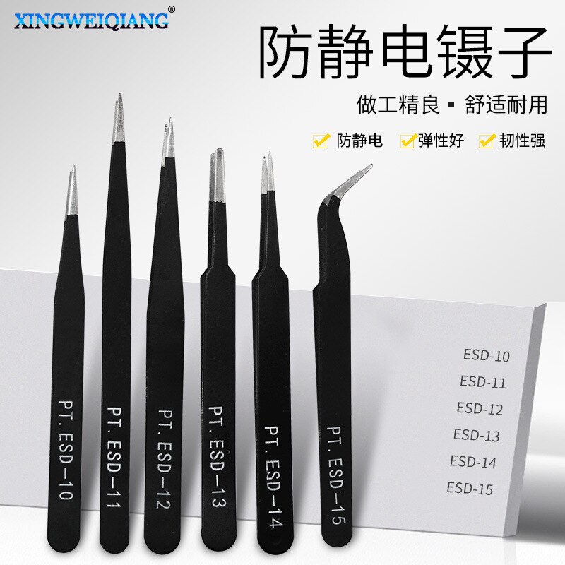 6-- delige verpakking roestvrijstalen pincet klemgereedschap splinter acne clip zonder ingedrukte trimpunt niet-magnetisch pincet