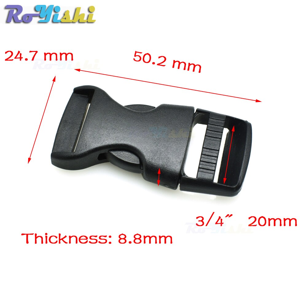 Plastic Side Release Buckles For Paracord Bracelet / Backpack Black