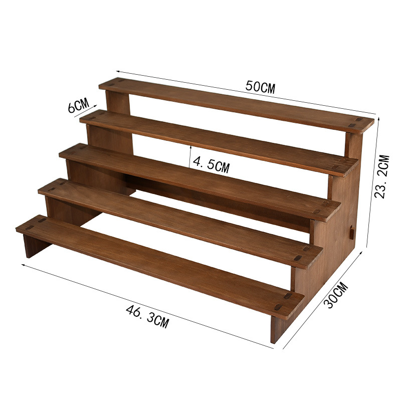 Escalera de madera maciza Vintage, hecho a mano estante de almacenamiento, organizador de soporte de exhibición para cosméticos, joyería en el dormitorio, esmalte de uñas, modelo de coche: violet