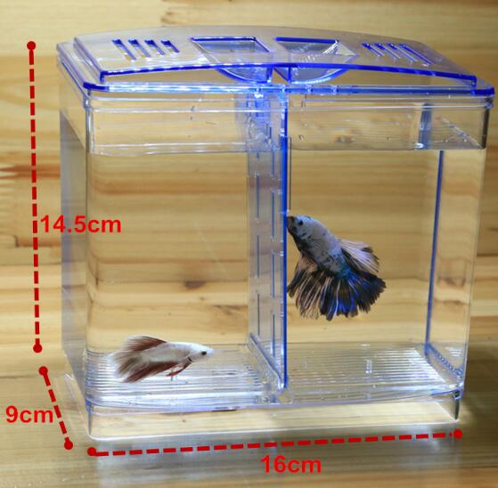 2 Rooms Betta Fish Breeding Boxes Double Guppies Hatching Incubator Isolation Acrylic Mini Aquarium Tanks Durable AT004: 2 rooms