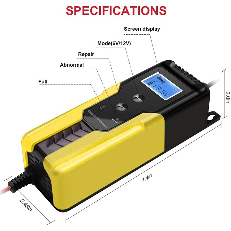 Automatic Car Battery CHarger 12V Intelligent Auto Plus Repair Maintainer CHarging for Motorcycle Moto 6V 12V EU Plug
