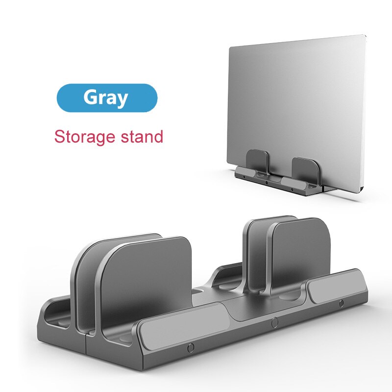 Multifunktions bærbar stativ bærbart aluminium desktop ventileret køleholder til macbook air pro laptop opbevaringsbeslag: Grå 1