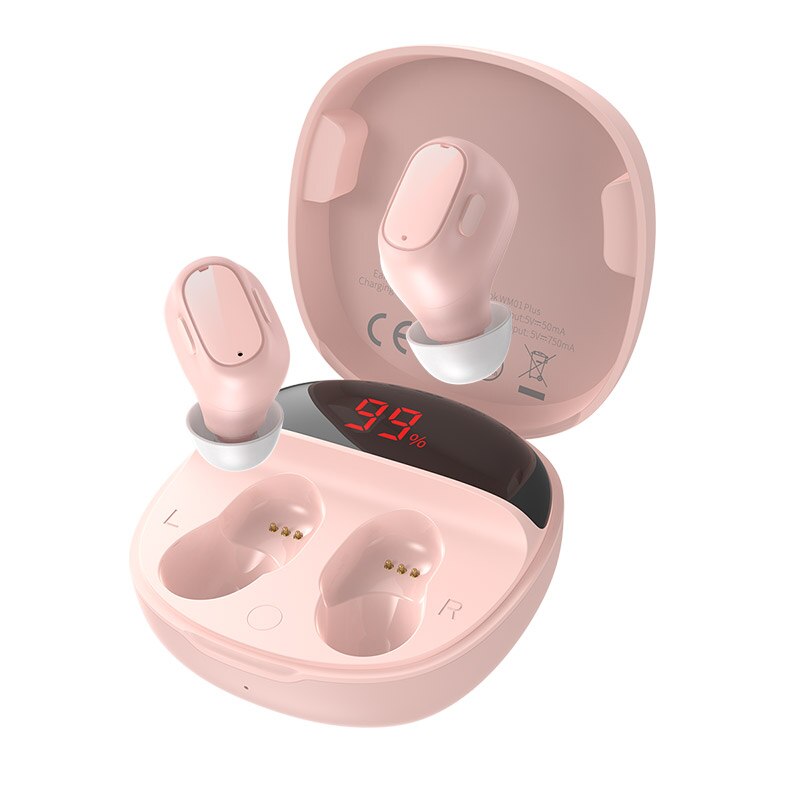 Baseus WM01 Plus TWS casque sans fil stéréo vrai sans fil écouteur Bluetooth 5.0 écouteurs combiné pour iPhone Xiaomi Huawei: Pink