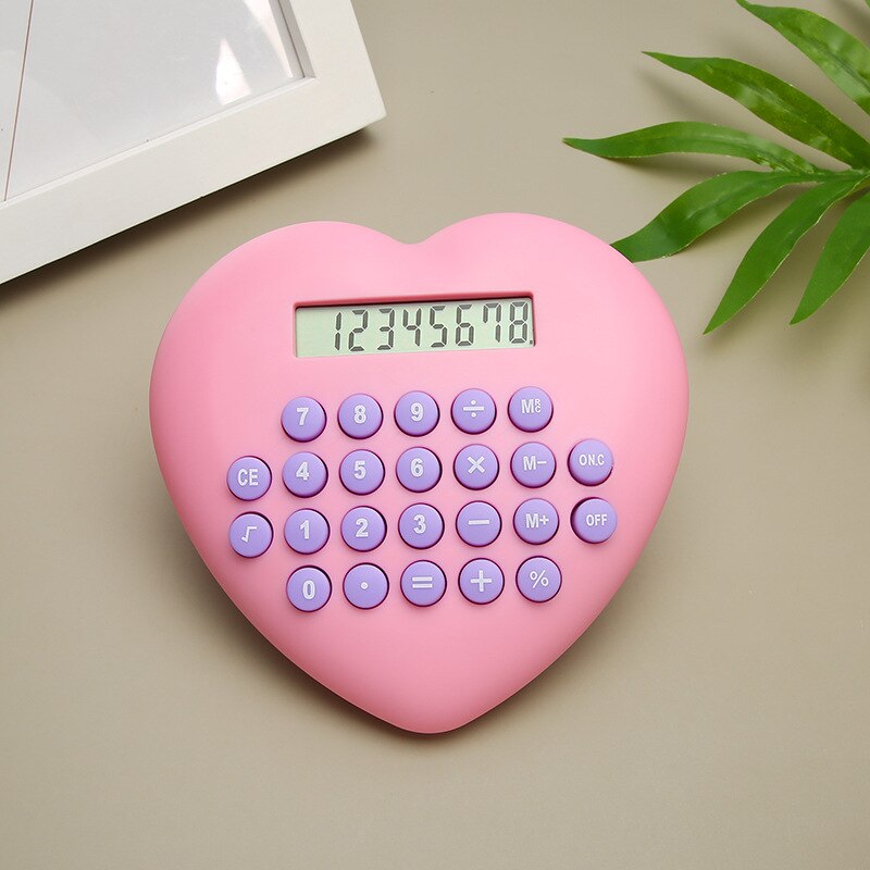 Multi-function 8-bit Calculator Love Computer Font Clear Plastic Keys Student Supplies Cute Calculator