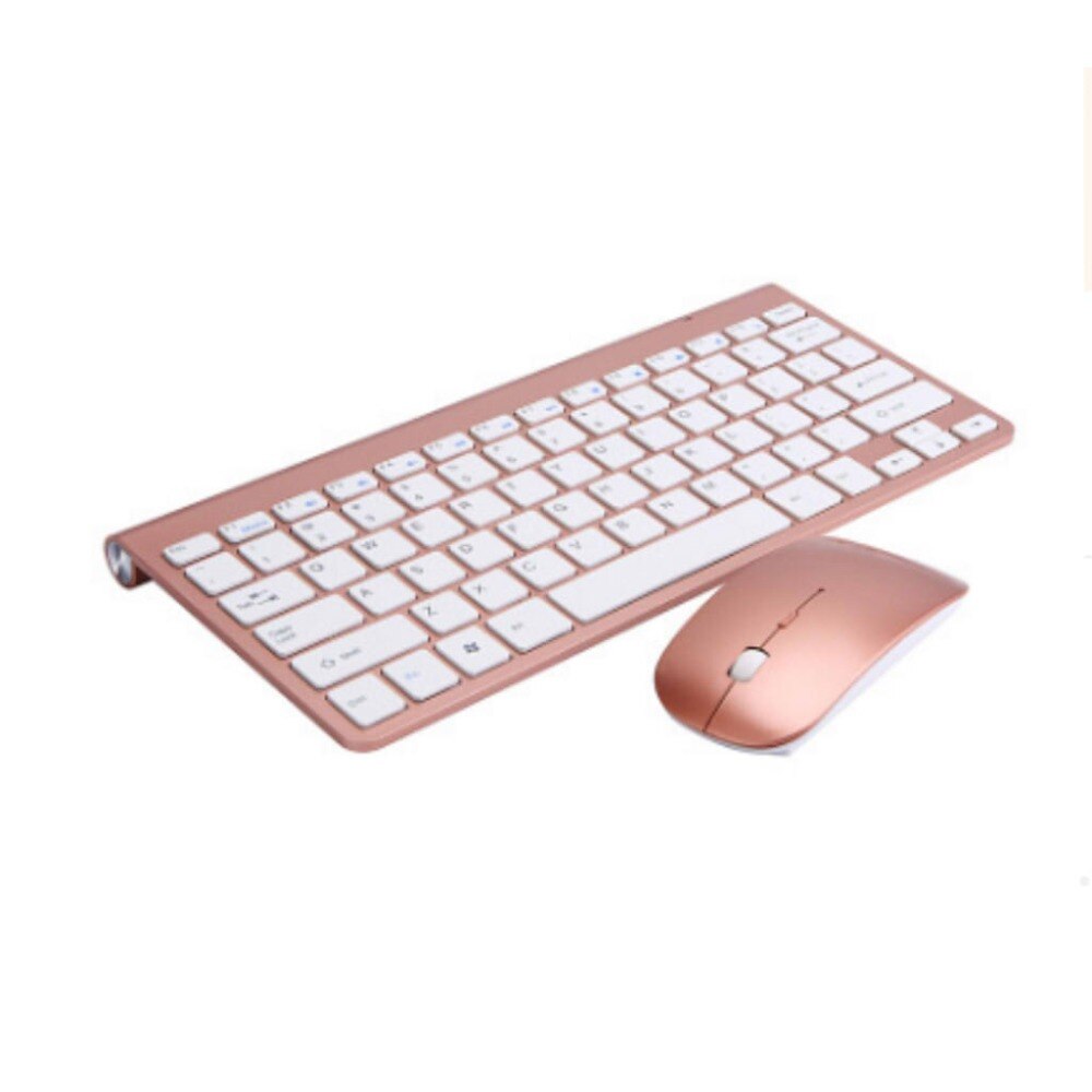 Conjunto de teclado y ratón inalámbrico ultrafino de 2,4 Ghz con receptor USB y ratón para Apple PC WindowsXP/7/8/10 (rose go