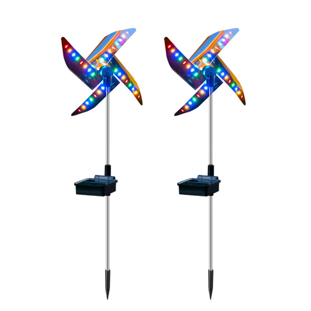 2pcs Solar Powered Outdoor Windmill Lamp Lights 32LED Spot Light Outdoor Garden Decor Windmill Waterproof Night Light: Default Title