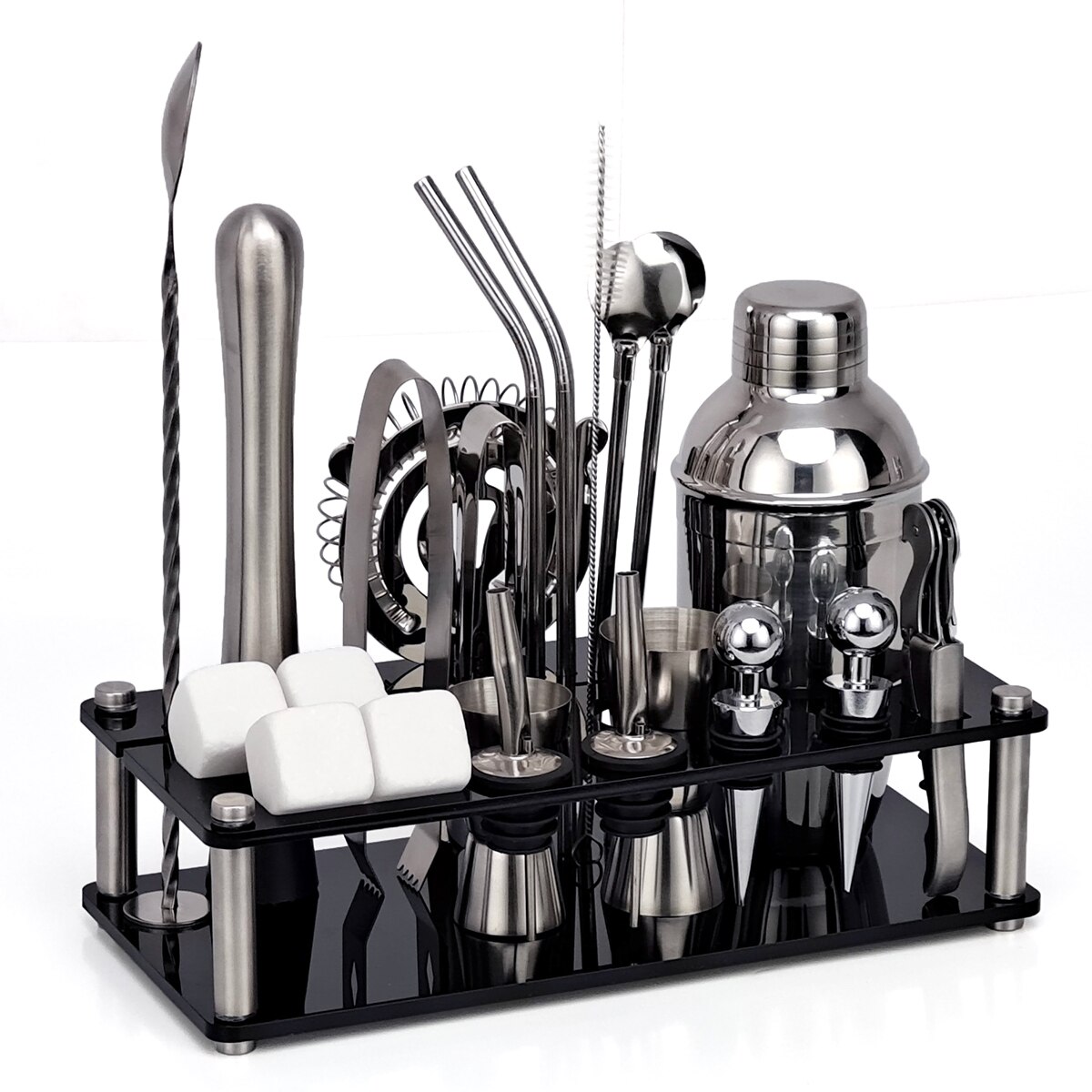 Zestaw barmańnarty 23-sztuka wibrator robić koktajli zestaw ze stali nierdzewnej lodu ziarna akrylowe stojak na napoje mieszane martini akcesoria barowe: 23P-S-350ML