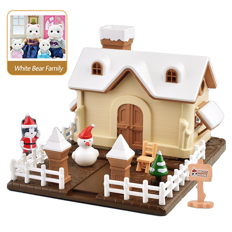 Forest Family House Simulation Snow 1:12 Dollhouse Christmas DIY House Villa Model Animals Birthday Toys for Girls: 1807-G03-K03