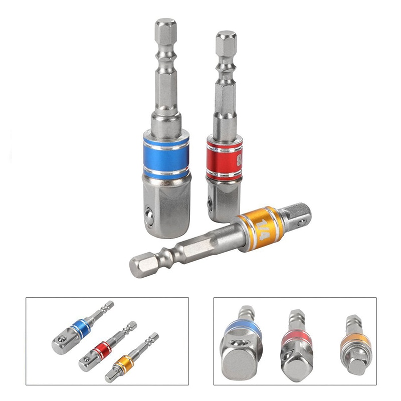 1/4 " 3/8 " 1/2 " omformer socket adapter sekskantet skaft slagadapter driver sæt forlængerstang bore topnøgle værktøj tilbehør