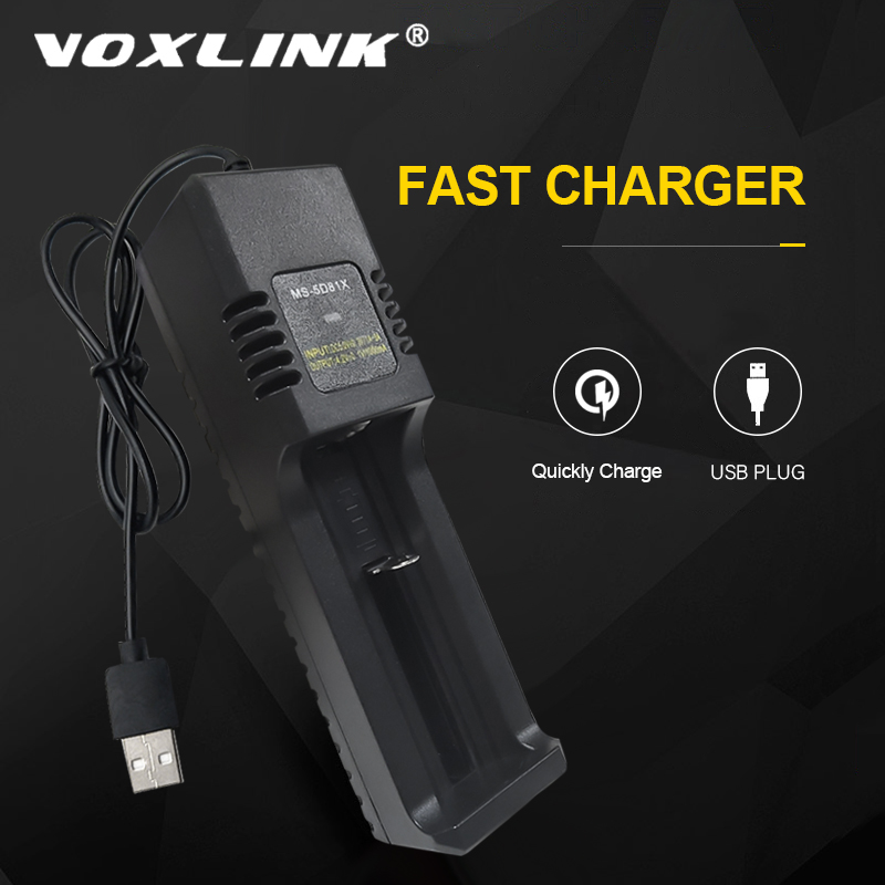 Voxlink 18650 Batterij Oplader USB2.0Plug Smart Opladen 26650 18350 14500 26500 22650 21700 Li-Ion Oplaadbare Batterij Oplader