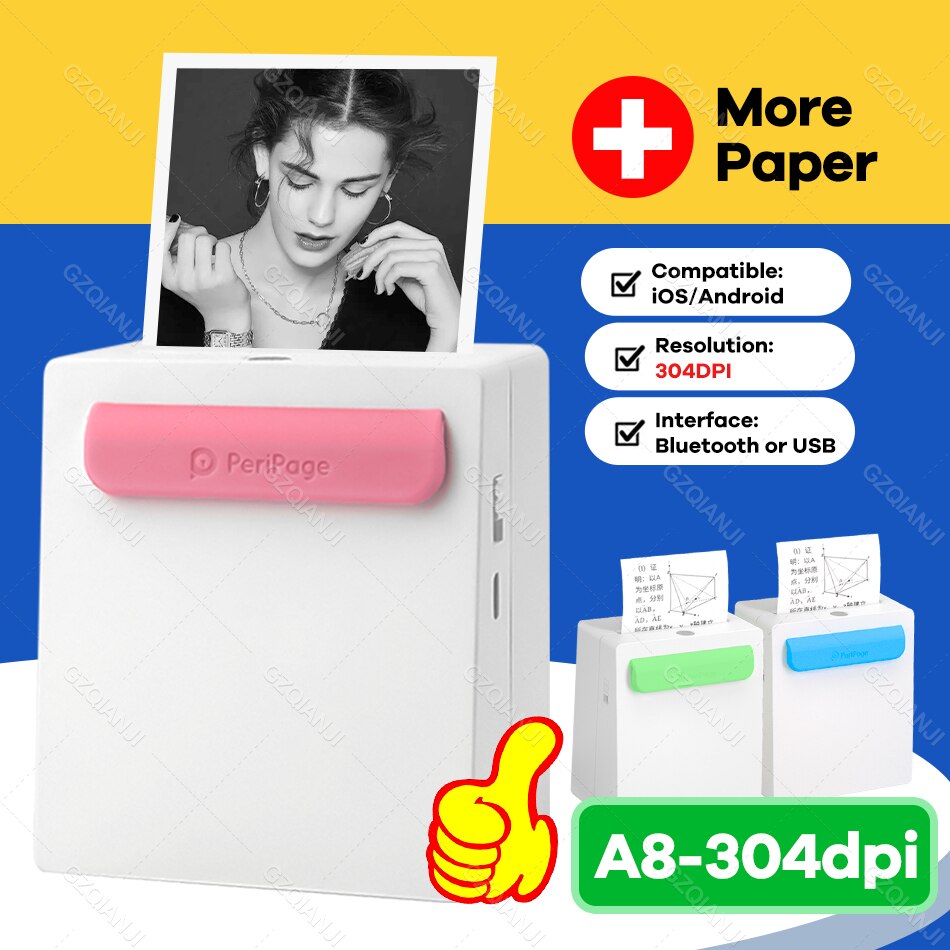 Peripage Mini Pocket Printer Draadloze Thermische Photo Printer Labels Android Iphone Kids A8 Navidad Regalos Impresora