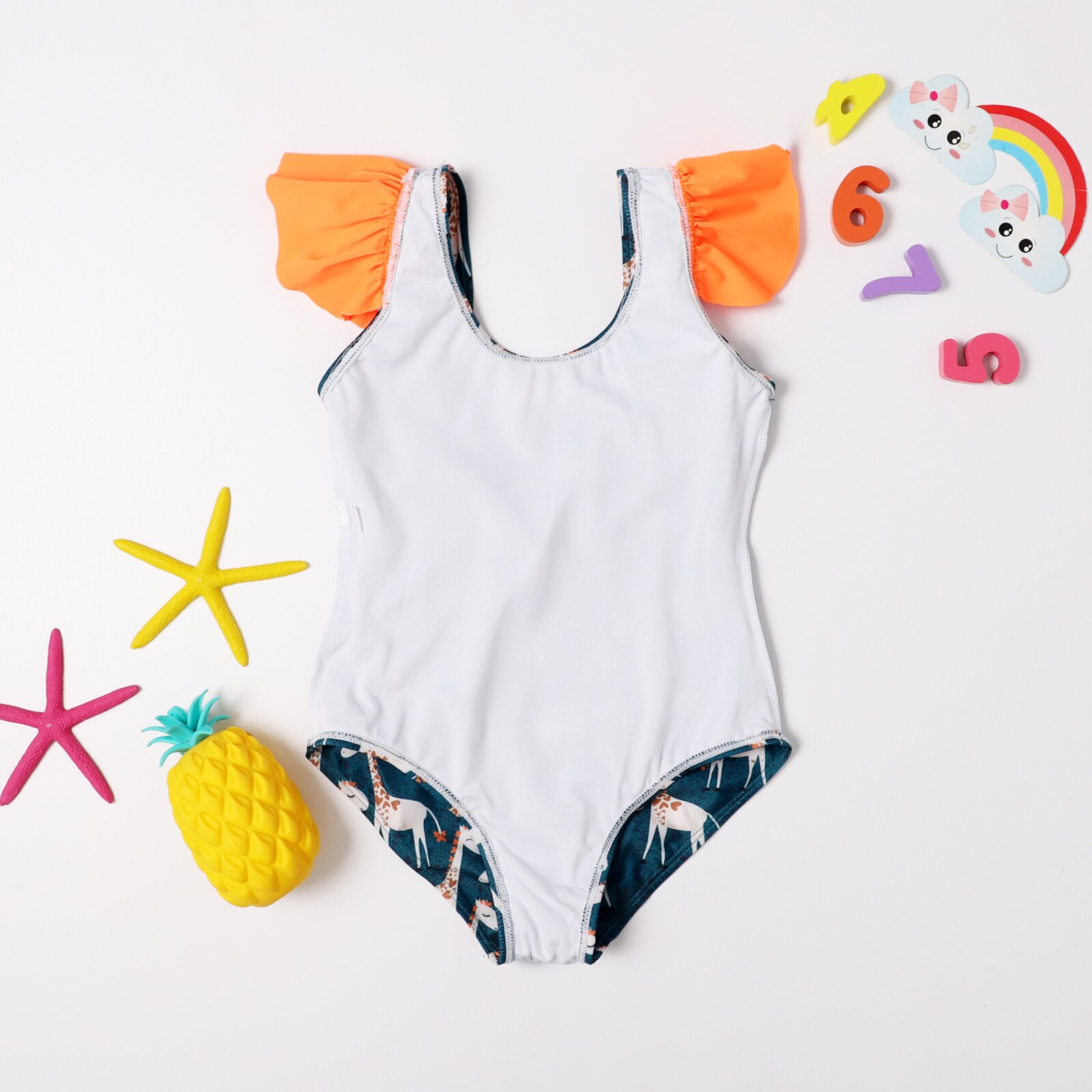 Baby Bikini Kleinkind Baby freundlicher Mädchen Karikatur Hirsch einteiliges Badeanzug bat Strand Bademode Kostüm Da Bagno Bambina