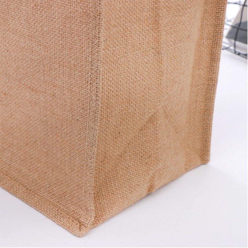 Reusable Jute Tote Bag Eco Friendly Burlap Grocery Bags for Shopping Beach X7YA