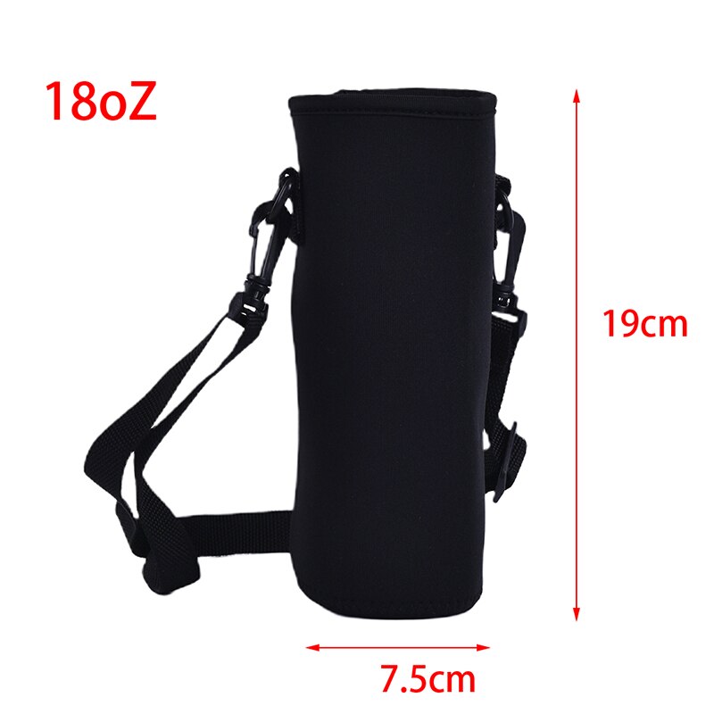 Neoprene Water Pouch Holder Shoulder Strap Black Bottle Carrier Insulat Bag 18/36/64oZ Water Bottle Carrier Insulated Cover Bag