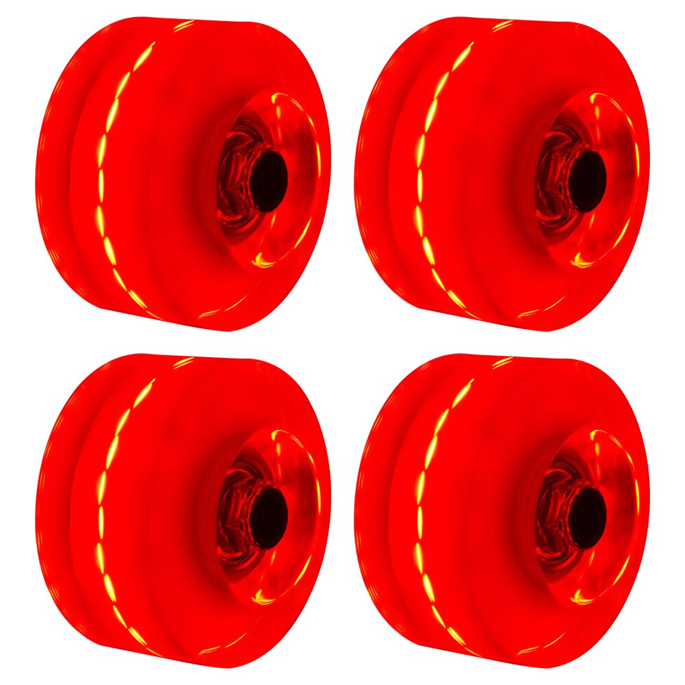 4 stk / sæt lys op rulleskøjte sko let installation til quad skating reservedele skateboarding lysende skateboard hjul: Rød