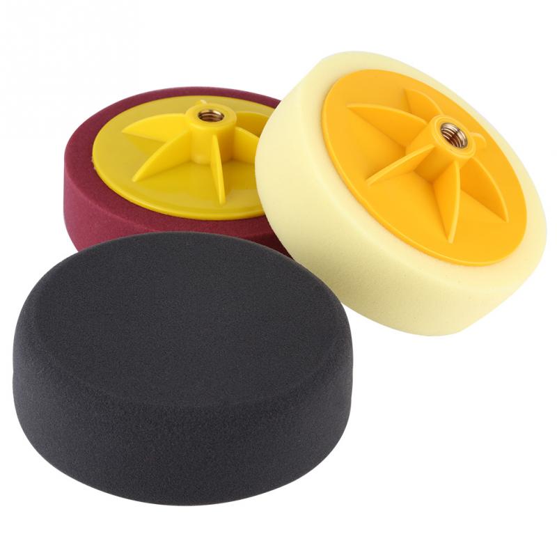 Almohadilla de cera para coche de 6 pulgadas/15cm de abrillantado, Kit de almohadillas de esponja para pulido de ruedas, herramienta para coches, accesorios, negro, amarillo, rojo