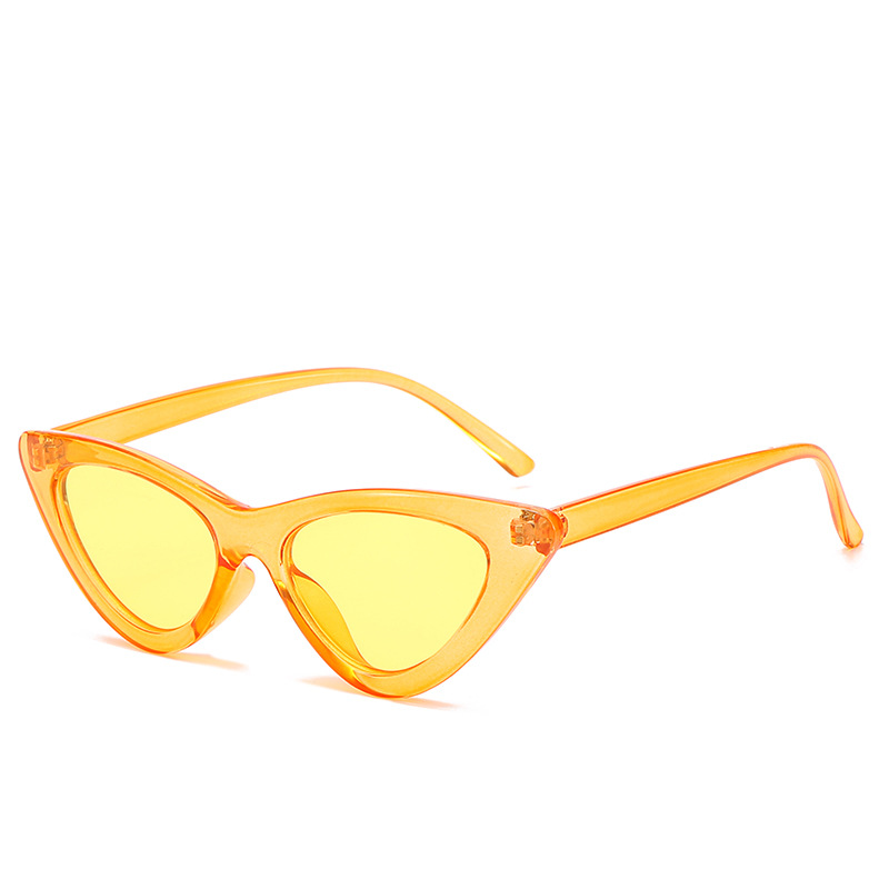 Cat eye solglasögon dam vintage små solglasögon  uv400 svarta nyanser retro cateye lunette de soleil femme oculos: Brun gul