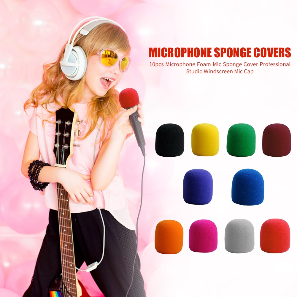 10pcs Practical Microphone Foam Colorful Mic Sponge Cover Studio Windscreen Mic Cap Music Speaker Cover