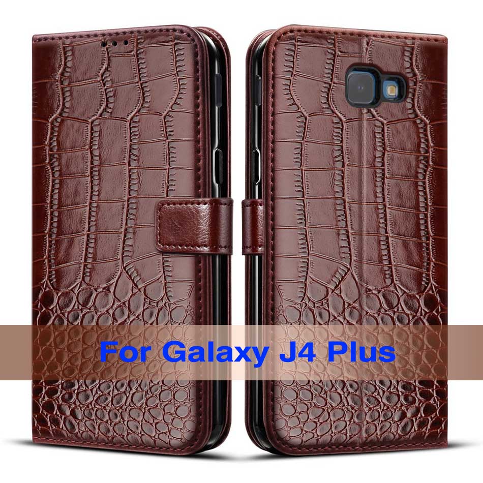 Voor Samsung Galaxy J4 Plus Case Flip Leather Magnetic Case Voor Voor Samsung J4 Plus J415F SM-J415F J4Plus Cover coque: Deep Brown