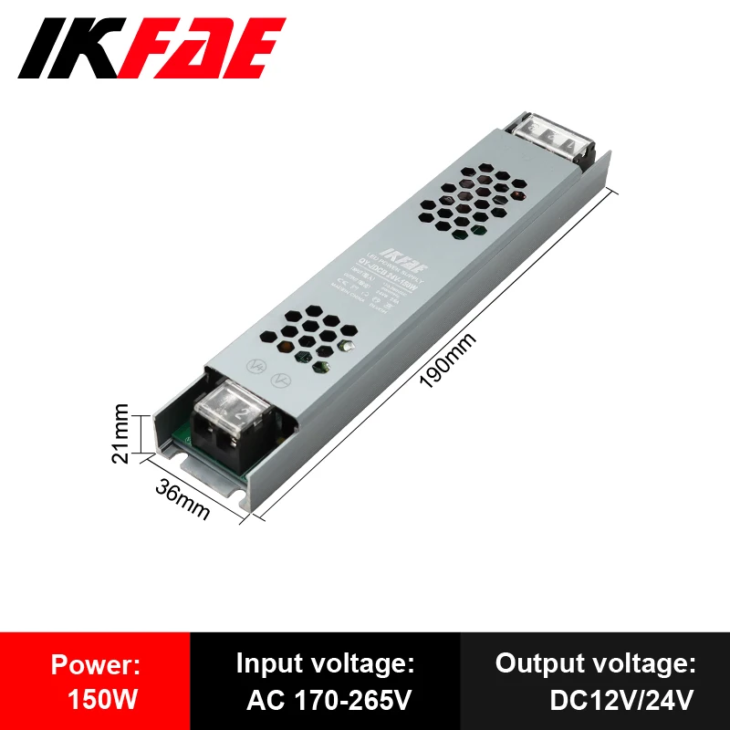 Alimentation LED 12V 24V, 60W 100W 200W 300W 400W 500W, transformateur AC/DC Ultra fin, convertisseur de pilote LED pour éclairage de bande LED: Marron / 24V