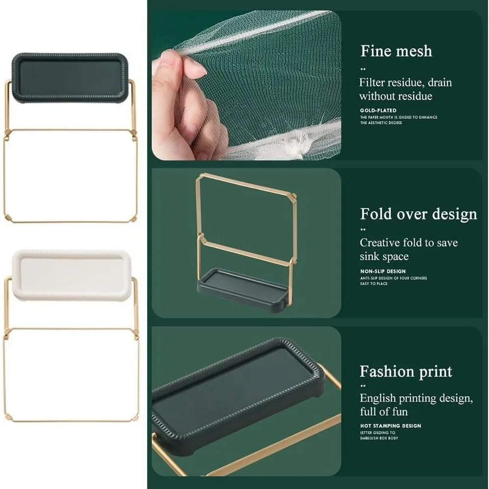 Aanrecht Filterrek met 100 Stuks Gootsteen Filter Mesh Zakken Opvouwbare Zeef Mesh Bag Stand Wegwerp Afval Vuilnis Netto Plank