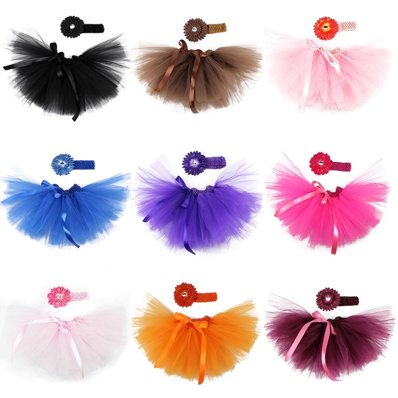 3 Pcs Baby Zuigelingen Mesh Tutu Rok Riem Bloem Hoofdband Set Pasgeboren Fotografie Props Foto Schieten Kleding Outfits