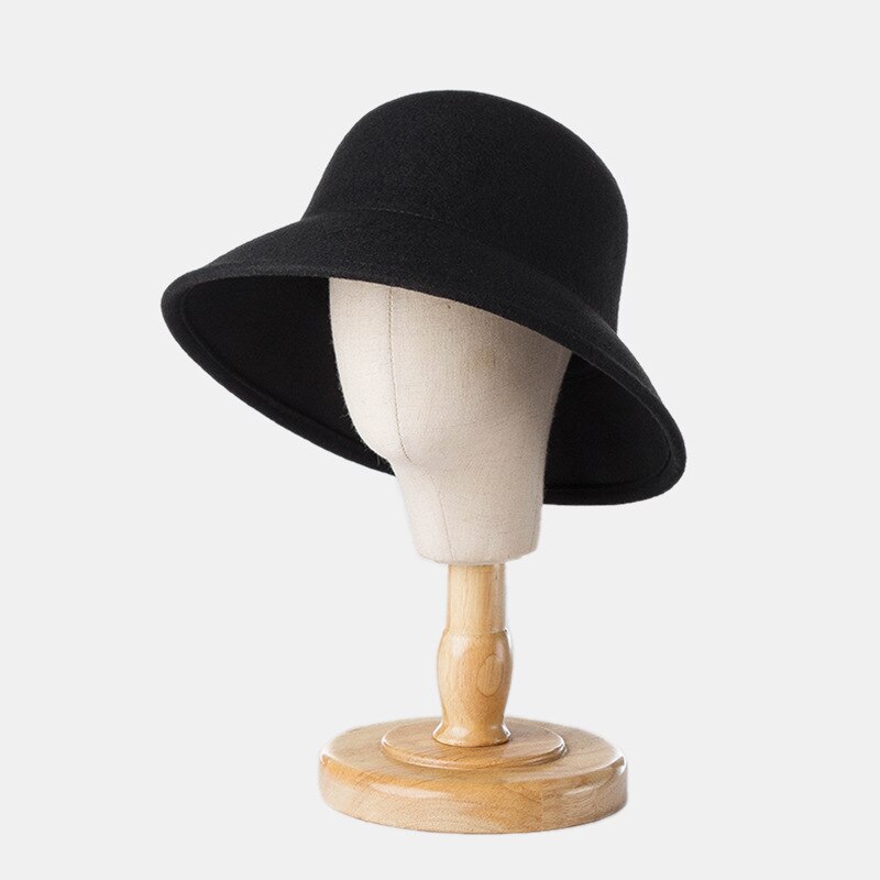 Sombrero de lana a la para niños y niñas, gorra de lana clásica, Formal, para Otoño e Invierno: Negro