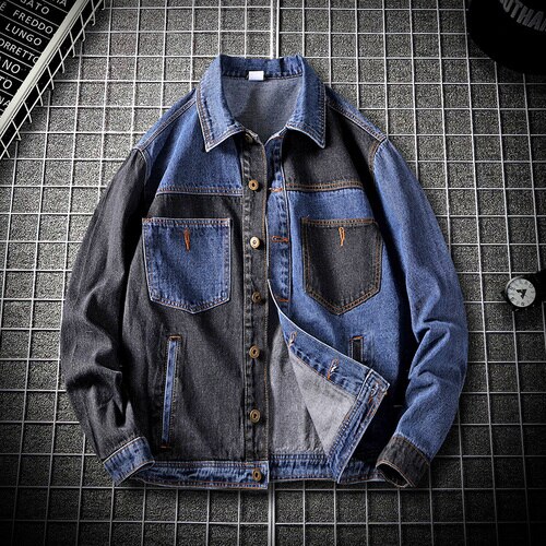 Autumn Hip Hop Patchwork Mens Denim Jacket Young Street Jacket Men Plus Size Jeans Men Jacket: L