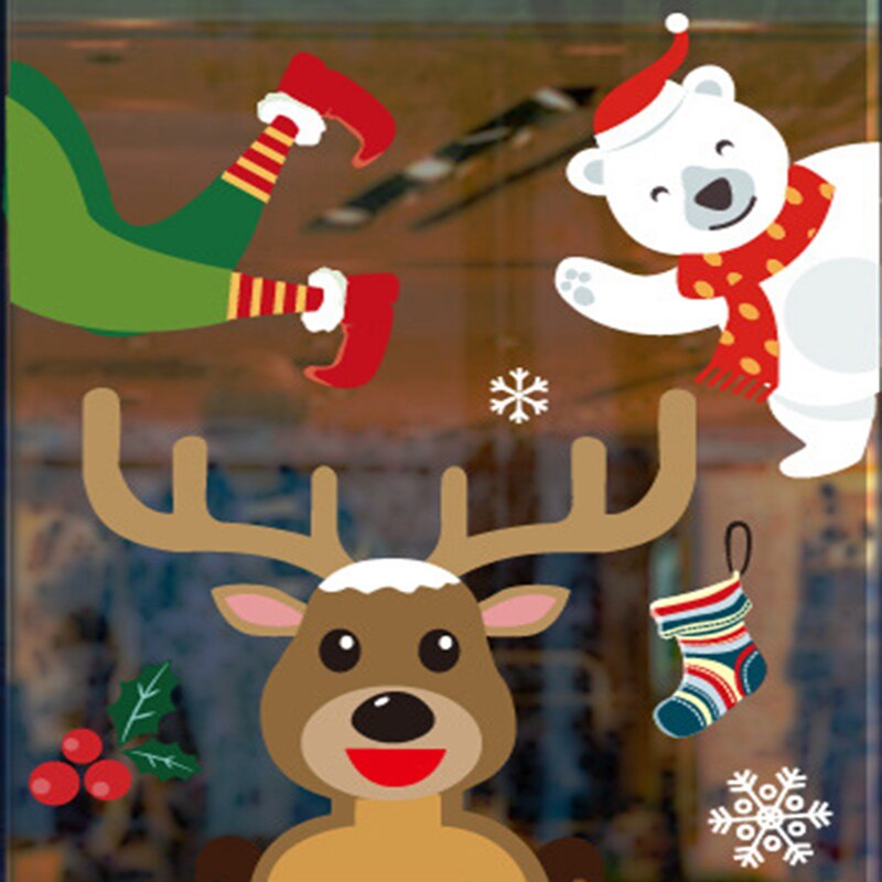 Christmas Stickers Decorations Paste Glass Electrostatic Stickers Christmas Decoration Year Decorations Christmas Wall Art