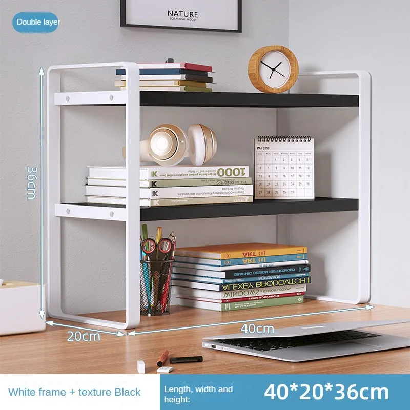 Shelf Desktop Storage Bookshelf Student Document Shelf Computer Racks Tiered Cabinet Office Accessories Stationery Holder: Lemon