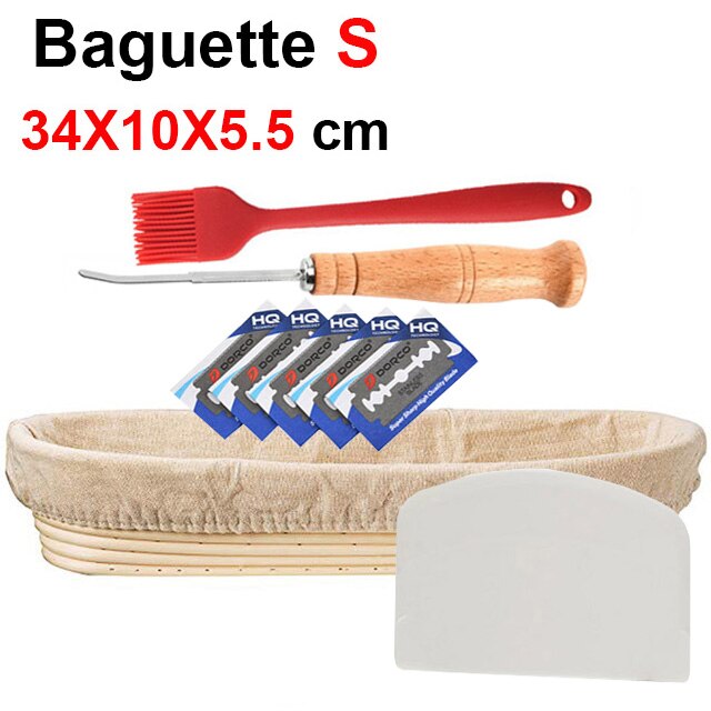 UPORS Natural Bread Proofing Basket Rattan Oval Wicker Sourdough Dough Fermentation Banneton Bread Basket: Baguette 34X10X5