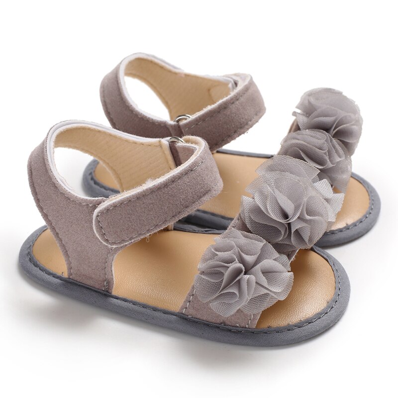 Spedbarn baby jente myk såle blondere blomster sandaler smålåve sommer sko sandaler: D / 7-12 måneder