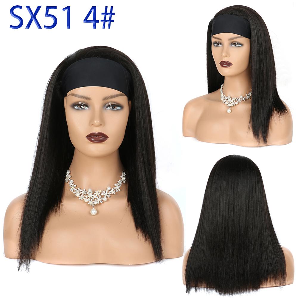 Synthetic Yaki Kinkly Straight Headband Wigs For Black Women Postiche Cheveux Afro Natural Headband Wigs with Bangs: SX51-4 / 18inches